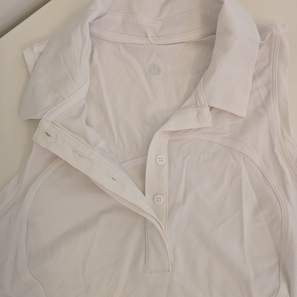 Lululemon Athletica • White • Collared Sleeveless Button Down Shirt • S